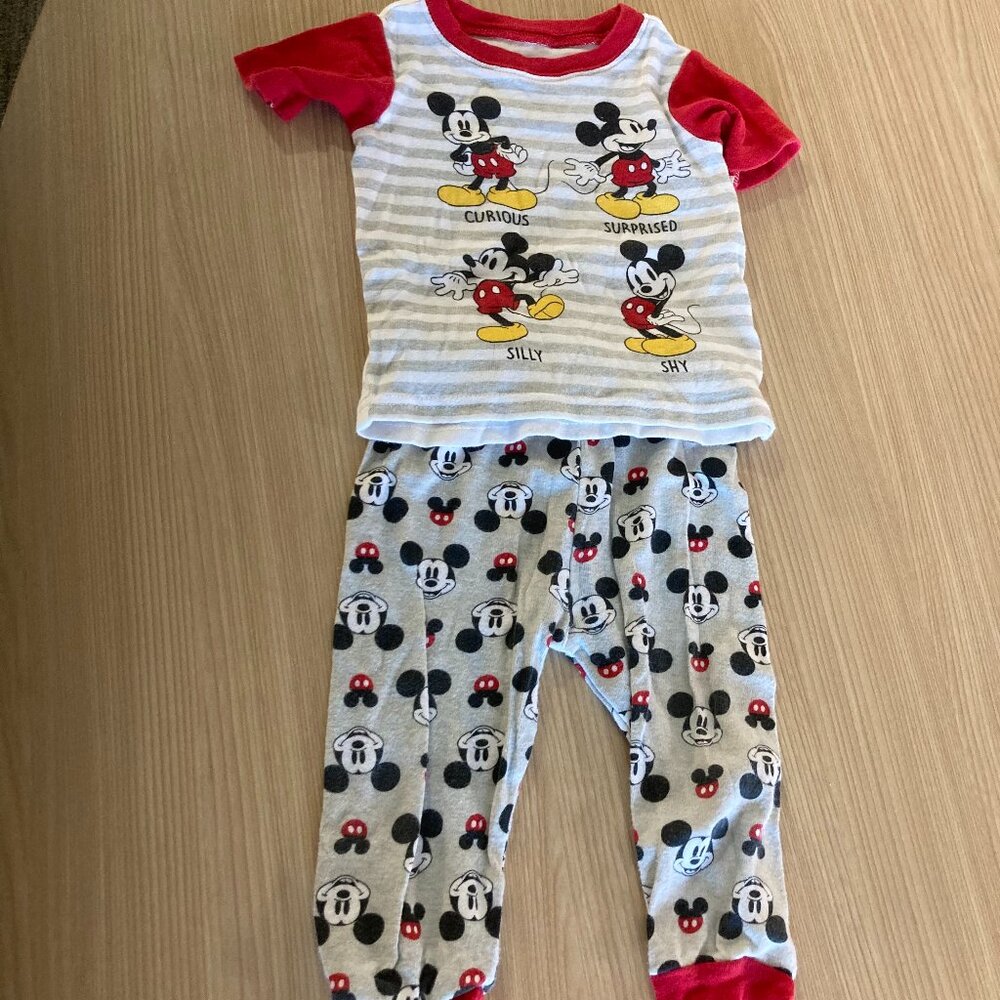 Disney Baby Classic Mickey Mouse Pajama Set 18 Months Short Sleeves Long Pants